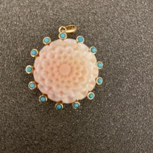 JTV 
Pink Carved Conch Shell 18k Gold Over Sterling Silver Pendant